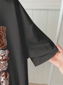 Attitoon Camiseta holgada de mujer con cuello redondo y estampado minimalista de botas, adecuada para el verano