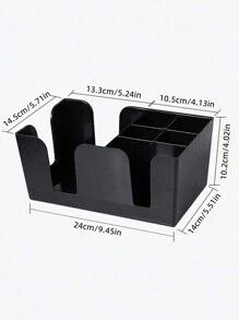 1pc Coffee Station Organizer, Capsule Coffee Storage Box, Lounge Bar Napkin And Straw Rack Dispenser, Suitable For Coffee Shop Or Milk Tea Shop, Coffee Accessories, Paper Cup Holder, Napkin Holder, Cuboid, Multi-Lattice, Party Cutlery Storage Box School Supplies - Black - View 10