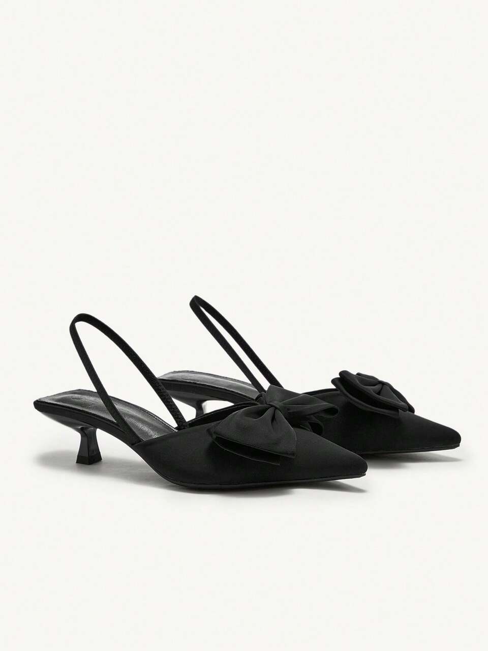 MISSGUIDED Elegant Bow Slingback Kitten Heel Pumps