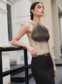 BizChic 女式印花图案无袖收腰背心，春夏装