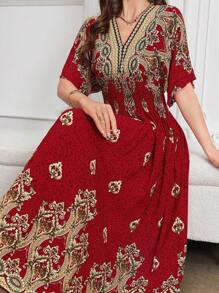 Lacomfia Casual & Elegant Vintage Floral Print Dress For Women