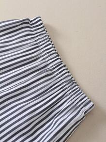 SHEIN Playful Pals 3pcs/Set Toddler Infant Baby Boys Summer Casual Striped, Solid, Cartoon Animal Print Elastic Waist Shorts, Suitable For Home, Outdoor, Beach, Vacation - Multicolor - View 5