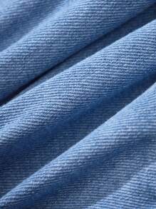 SHEIN 年轻女孩可爱蓝色牛仔分层荷叶边下摆裙，女童春夏休闲度假乡村波西米亚风服装，女童沙滩装 - 中等水洗藍 - 查看 5