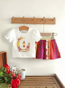 2pcs/Set Baby Girl Outfit - Multicolor - View 7