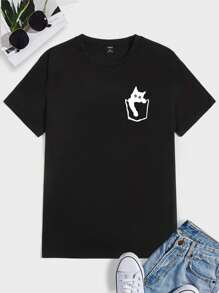 Manfinity Hypemode 男士星星印花T恤 - 黑色 - 查看 3