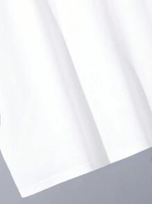 SHEIN 2件組 青少年男孩白色夏季街頭風度假拼圖圖案側縫圓領寬鬆短袖T恤與寬腿運動長褲套裝 - 白色 - 查看 5