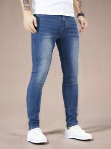 Manfinity Hypemode Men's Simple Stylish Casual Everyday Denim Jeans - Blue - View 3