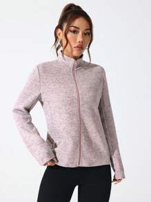 Gameset SHEIN Sport 女士前拉链长袖休闲舒适运动夹克