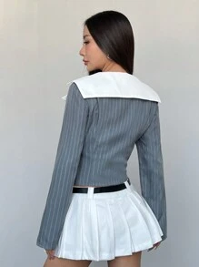 Flirla 女士时尚通勤拼色二合一拉链衬衫，春夏 - 彩色 - 查看 2