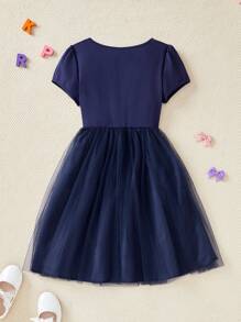 Tween Girls Casual Minimalist Everyday Dress - Navy Blue - View 2