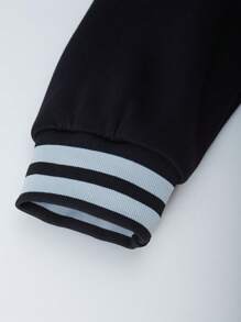 SHEIN Explorewe 2pcs/Set Tween Girls Front Button Closure Long Sleeve Top & Jumpsuit Set - Black - View 3