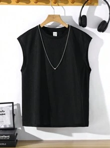 SHEIN Tween Boy Casual Sports Letter Graphic Tank Top - Black - View 2