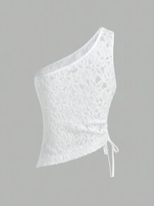 Top bianco con scollo a spalle scoperte in pizzo e laccio - Bianco - Visualizzare 6