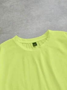 Manfinity VCAY Plus Size Men Street Style Loose Green Knit T-Shirt, Streetwear Fashion - Multicolor - View 5