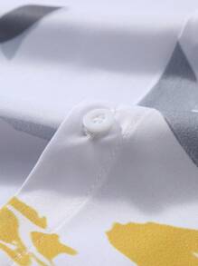 Manfinity RSRT Men Beach Outfits Tropical Print Shirt & Drawstring Waist Shorts Men Clothes Set Summer Sets For Men Summer Men Summer Clothes Set Short Sets For Men Men Outfit Sets - Yellow - View 5