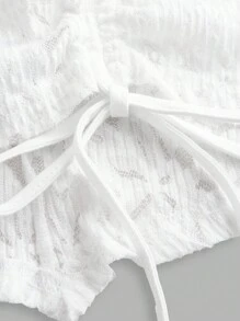 Top bianco con scollo a spalle scoperte in pizzo e laccio - Bianco - Visualizzare 8