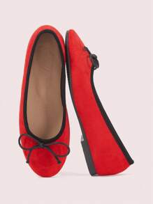 CUCCOO DOLLMOD Women's Casual Flat Shoes With Bow Decor & Contrast Color Spring Shoes Spring Break Easter - Red - View 9