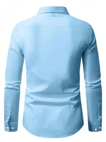 Manfinity Mode Camisa de manga larga casual/de oficina para hombres con ribete contrastante