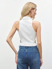 BizChic White Striped Camisole, Women Casual Top For Commuting, New Year Party, Valentine's Day Date, Spring And Summer - White - View 4