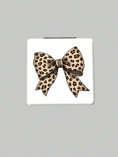 Kawaii Specchio per il trucco portatile e piccolo con decorazione a fiocco, specchio da tavolo e da viaggio