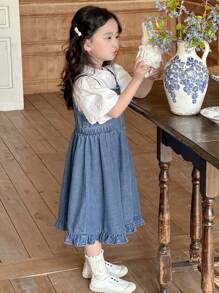 Dazy Kids Young Girls Denim Dress,Girls Summer Outfits - Blue - View 5