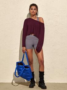 VARSITIE Maglie e canotte sportive da donna a maniche lunghe, colore unito, attillate, per attività all'aperto
