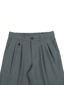 Claim Dot 简约纯色休闲裤，时尚日常穿搭 - 深灰色 - 查看 6