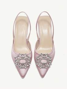 CUCCOO CHICEST 女士新款春夏尖头踝带皮带扣金属装饰高跟凉鞋 - 粉色 - 查看 4