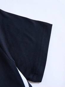 SHEIN 1 Pc Casual Patchwork Khaki & Navy Dress For Teen Girl, Fashion Styles - Khaki - View 6