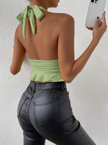 Zolique 女士纯色露背系带简约修身休闲背心