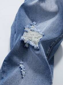 Tween Boy Ripped Minimalist Casual Everyday Jeans - Dark Wash - View 3