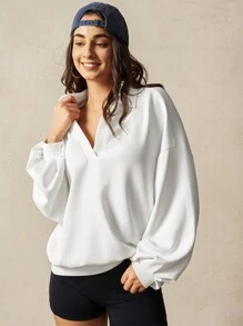 VARSIVA Long Sleeve Workout Top Hollow And Loose Women Sports Sweatshirts - White - View 3