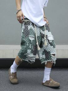 Manfinity EMRG Plus Size Men's Casual Denim Shorts, Minimalist And Fashionable For Daily Wear - Multicolor - View 1