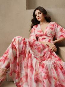 Anewsta 新款欧美设计花卉印花宽松修身长裙，适合春夏季度假 - 彩色 - 查看 5