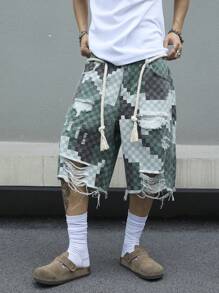 Manfinity EMRG Plus Size Men's Casual Denim Shorts, Minimalist And Fashionable For Daily Wear - Multicolor - View 5