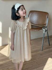 DAZY Girl's Sleeveless Dress, Fall Clothing - Khaki - View 4