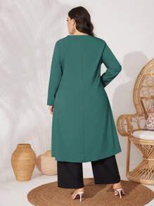 Mulvari 2 stuks/set Plus Size Casual Ronde Hals Lange Mouw Top en Broek