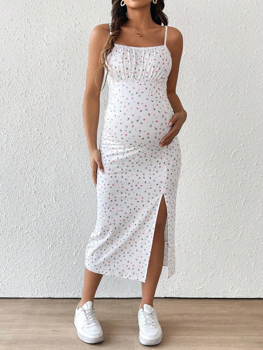 SHEIN Spring & Summer Red & Blue Ditsy Floral Print Spaghetti Strap ...