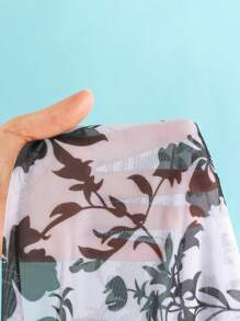 Bikini de unicolor con vestido estampado floral como cobertor para niñas preadolescentes - Blanco y Negro - Ver 7