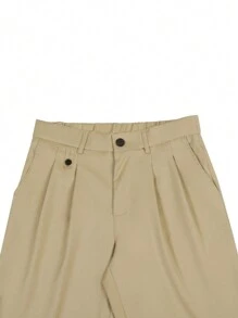 Manfinity Hypemode Men Casual Solid Color Simple Stylish Everyday Trousers For Ceremony, Formal - Khaki - View 6