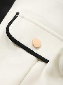 DAZY Vestido de mujer de longitud media en bloque de colores, con cuello redondo, mangas abultadas y botones. Vestido de fiesta o vestido de verano