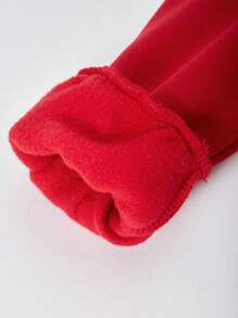 SHEIN Explorewe 2pcs/Set Tween Girl Solid Color Splice Front Button Long Sleeve Simple Blouse And Jumpsuit Set - Red - View 8