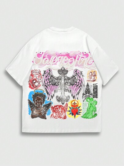 Goth Camiseta de manga corta estampada para hombres, casual y de moda para uso diario