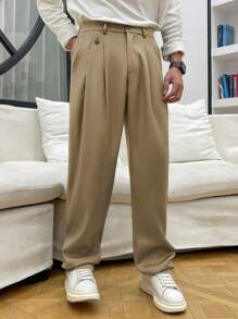 Claim Dot Men's Casual Solid Color Suit Pants