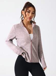 Gameset SHEIN Sport 女士前拉链长袖休闲舒适运动夹克