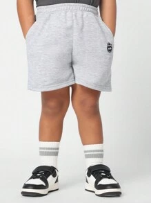 SUMWON Kids Athletic Jogger Shorts Casual Summer Sports Running Jersey Knit Sweatshorts With Skull Patch Logo Comfortable Play Activewear - Grey - View 7