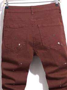 Manfinity LEGND Quần Jeans Denim Thường Ngày Túi Trước Đơn Giản Cho Nam - Màu Đỏ Sâu - Xem 4