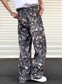 Manfinity Roghcode Men's Camouflage Print Straight-Leg Cargo Pants - Multicolor - View 2