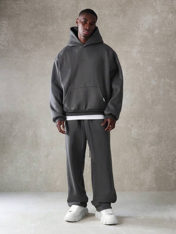 SUMWON Premium Heavyweight Fleece Hoodie Sweatpants Set Oversized Athletic Winter Loungewear Tracksuit Urban Streetwear Cozy Essential Two-Piece Workout Set