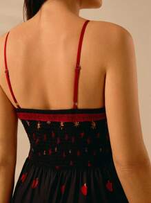 CAJUNI Women's Boho Tropical Leopard, Turtle Back Bamboo, Devil's Eye, Snake And Bird Print, Halter Black Ultra Long Dress, Summer Casual, Beach Holiday Dress - Multicolor - View 5